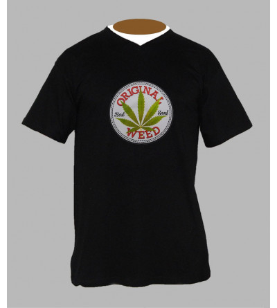 T-shirt feuille de cannabis homme Col V
