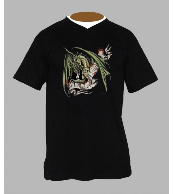 T-shirt tribal dragon homme Col V