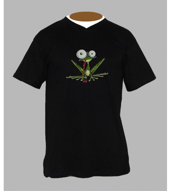 T-shirt psychédélique grenouille homme Col V