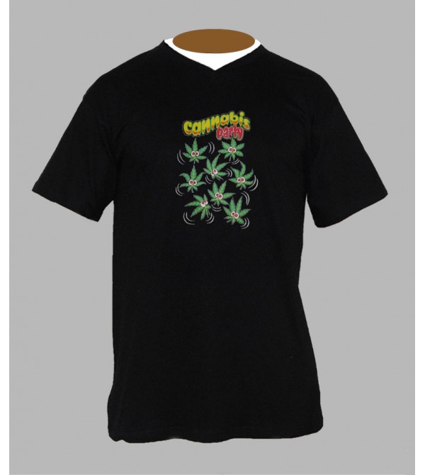 Tee shirt weed homme Col V