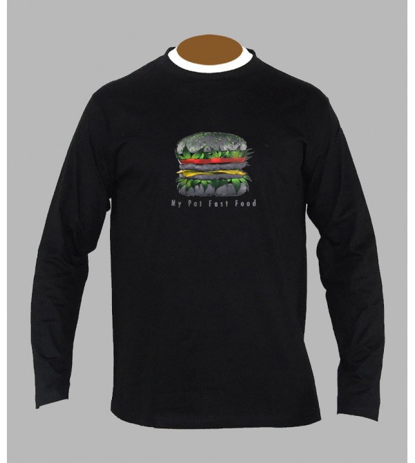 T-shirt cannabis burger manches longues