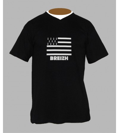 T-shirt drapeau breton homme Col V '' BzH ''
